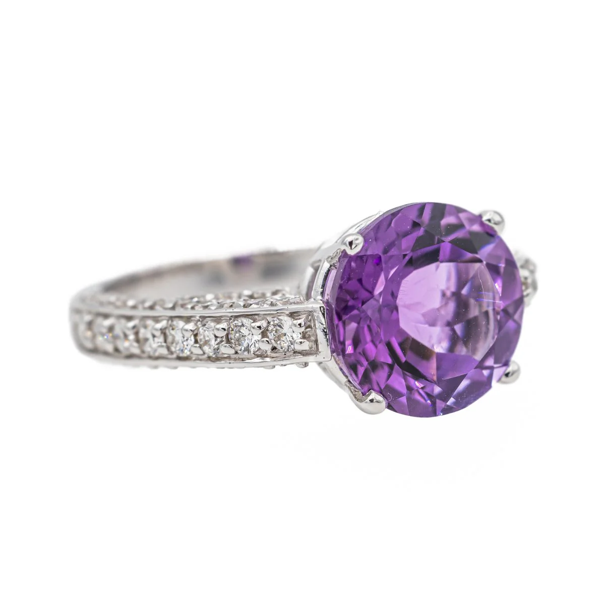 Bague Or blanc Améthyste - Image 5