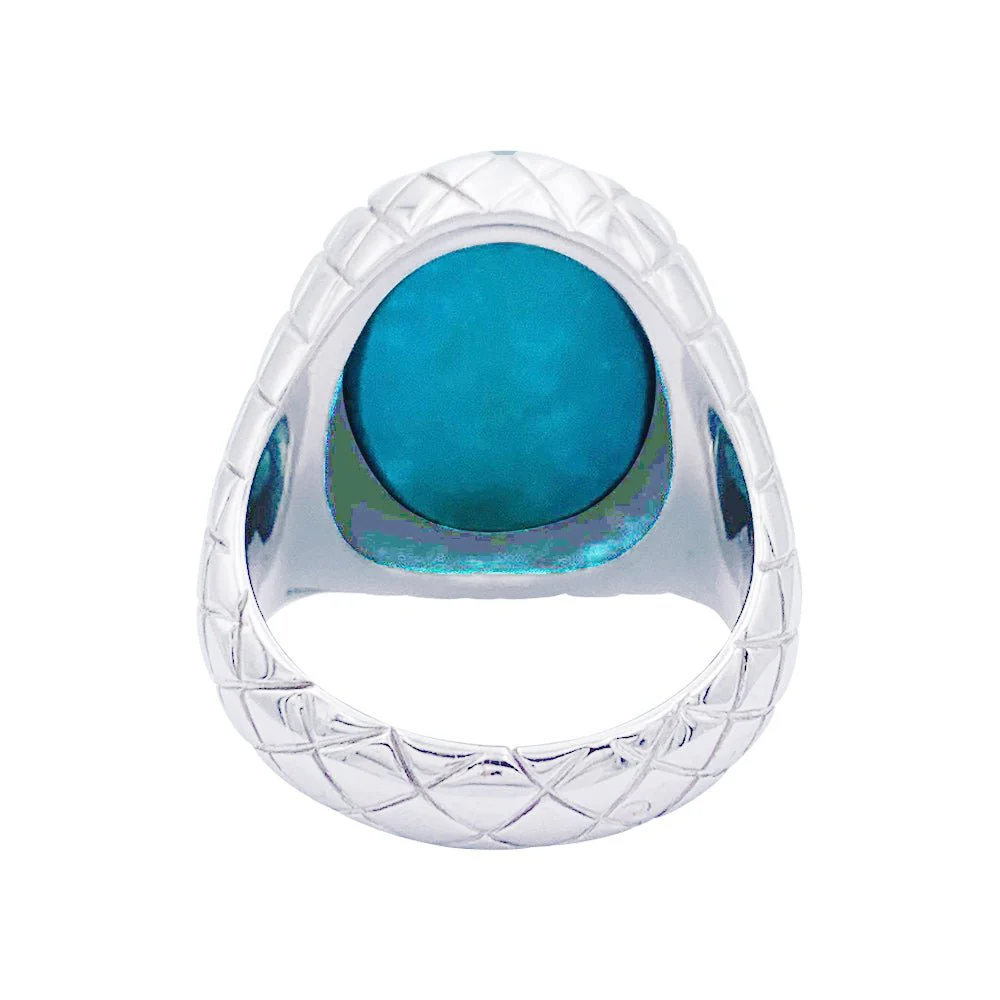 Bague or blanc, cabochon de turquoise - Image 6