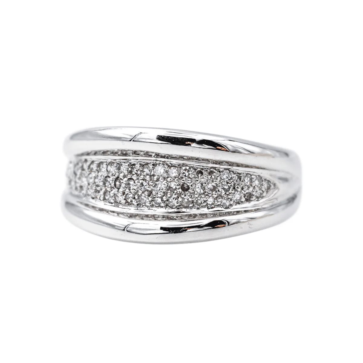 Bague Jonc en or blanc et diamants - Image 3