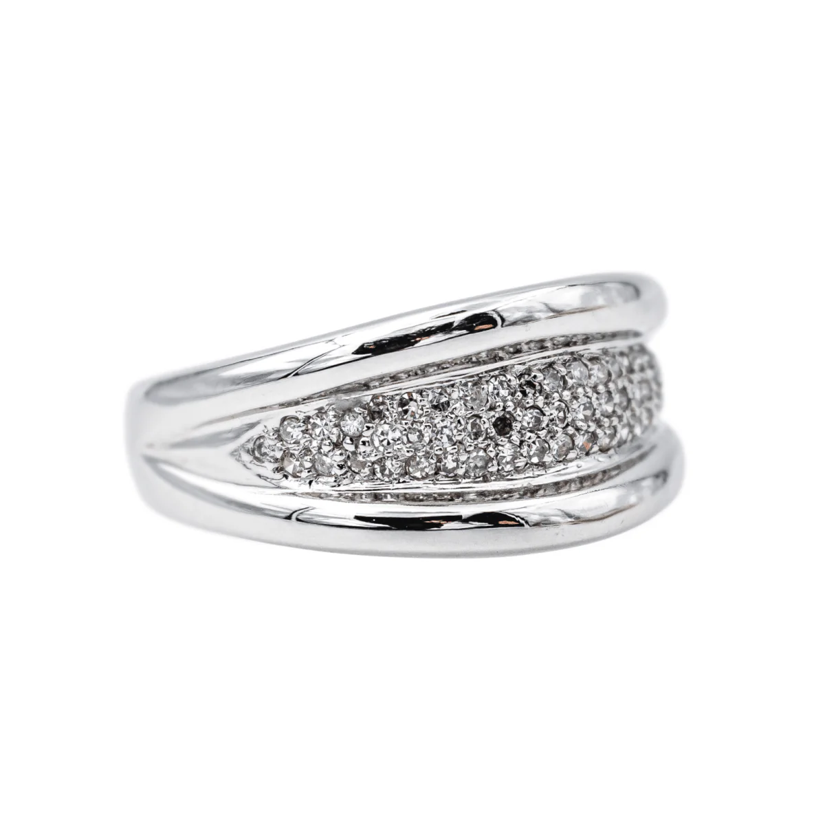 Bague Jonc en or blanc et diamants - Image 6