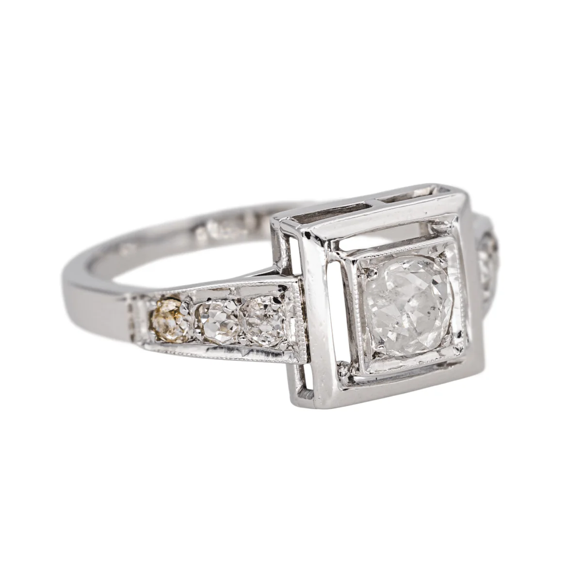 Bague Solitaire en or blanc et diamants - Image 6