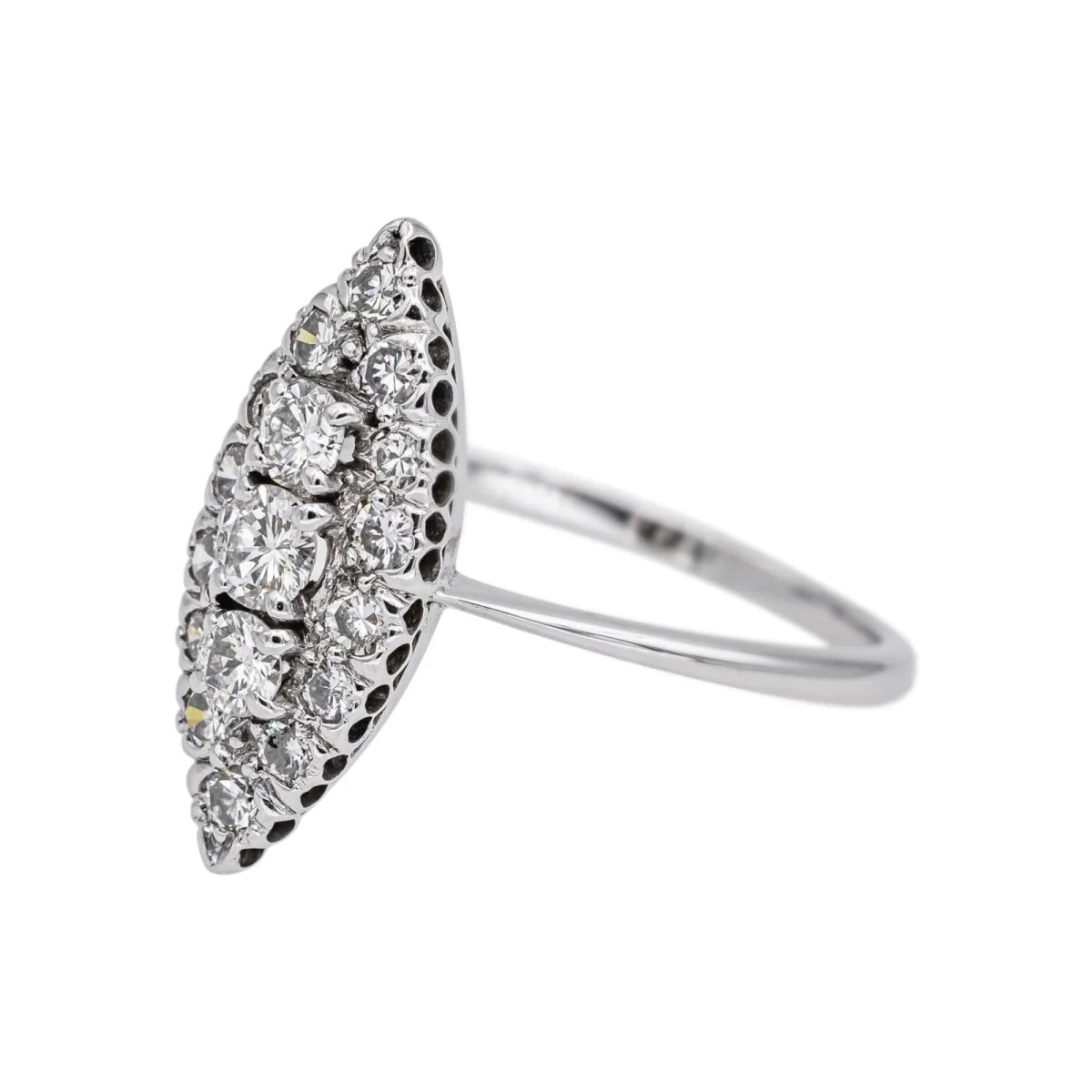 Bague Marquise en or blanc et diamants - Image 4