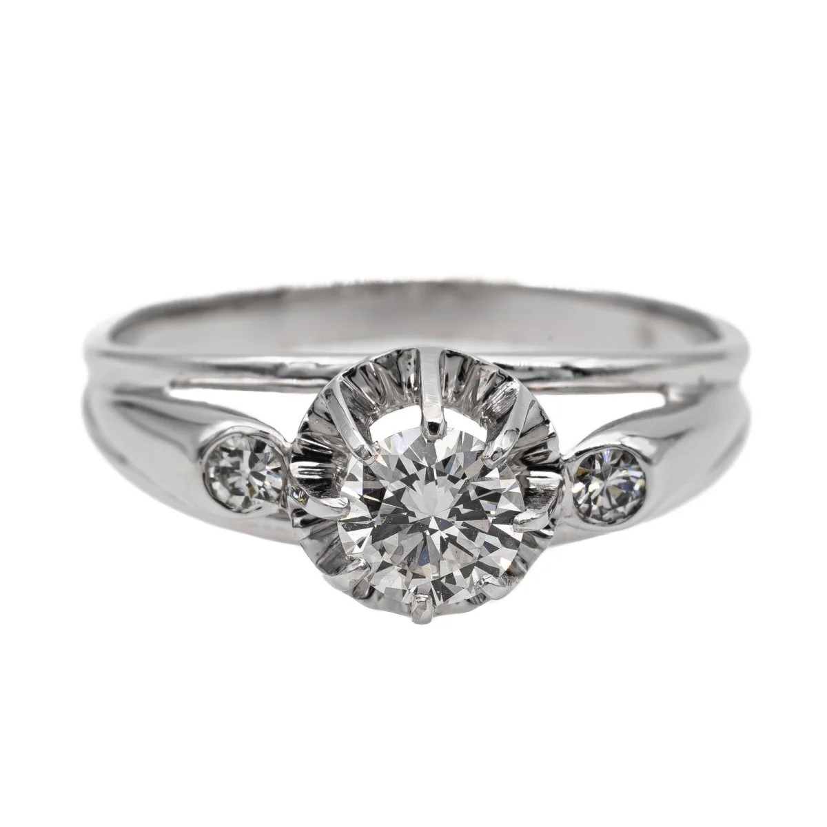 Bague en or blanc, platine et diamant