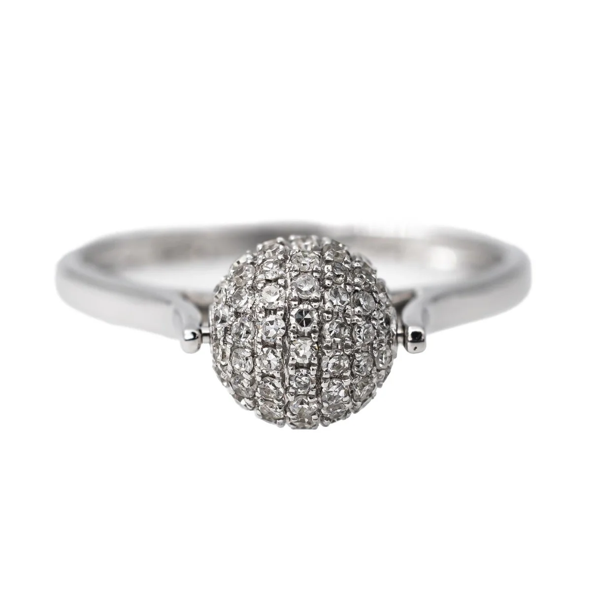 Bague Boule en or blanc et diamant