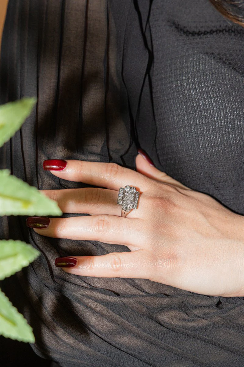 Bague en or blanc, platine et diamant - Image 2
