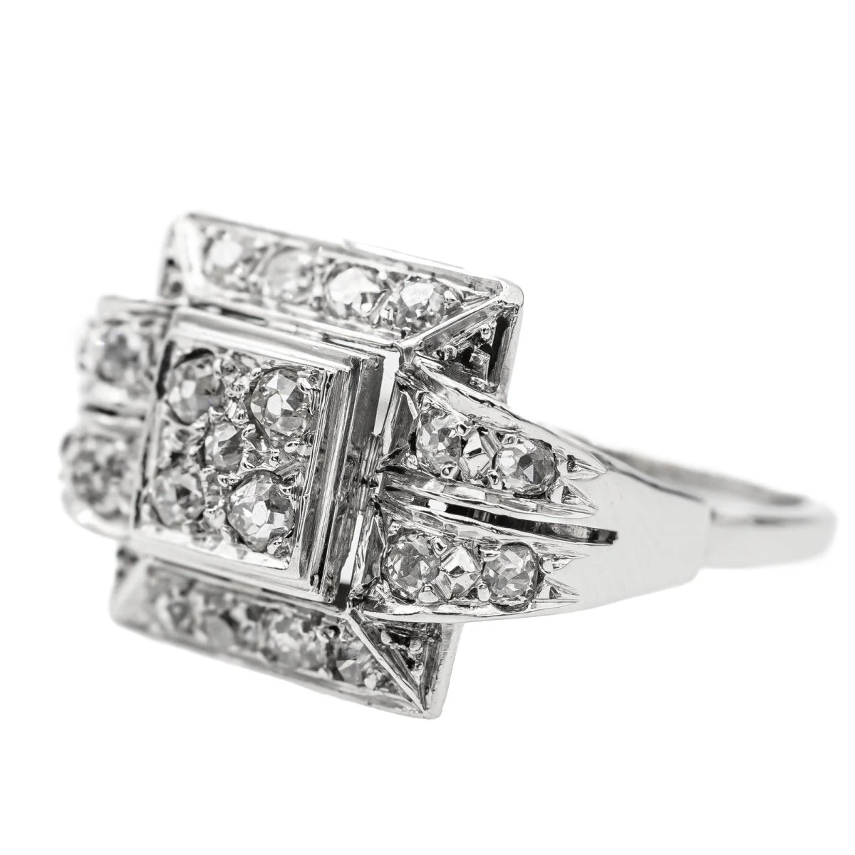 Bague en or blanc, platine et diamant - Image 3
