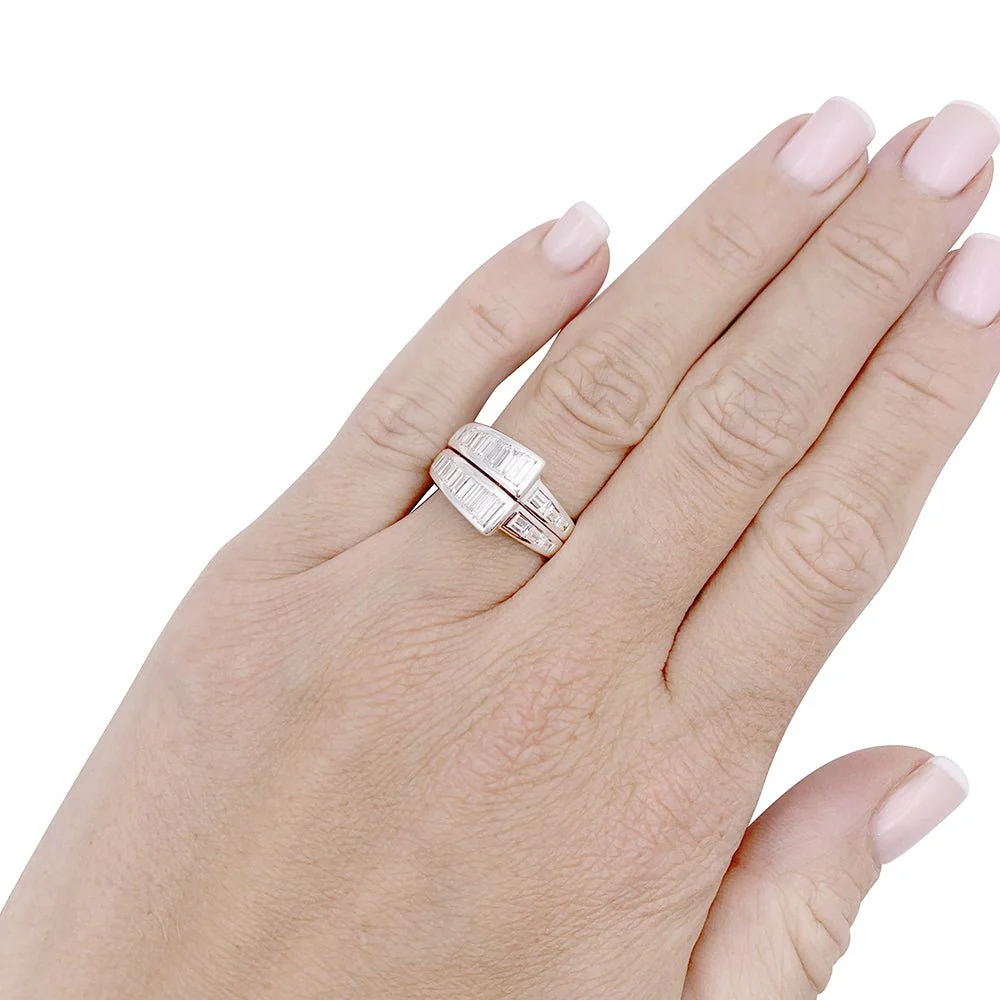 Bague or blanc et diamants - Image 2
