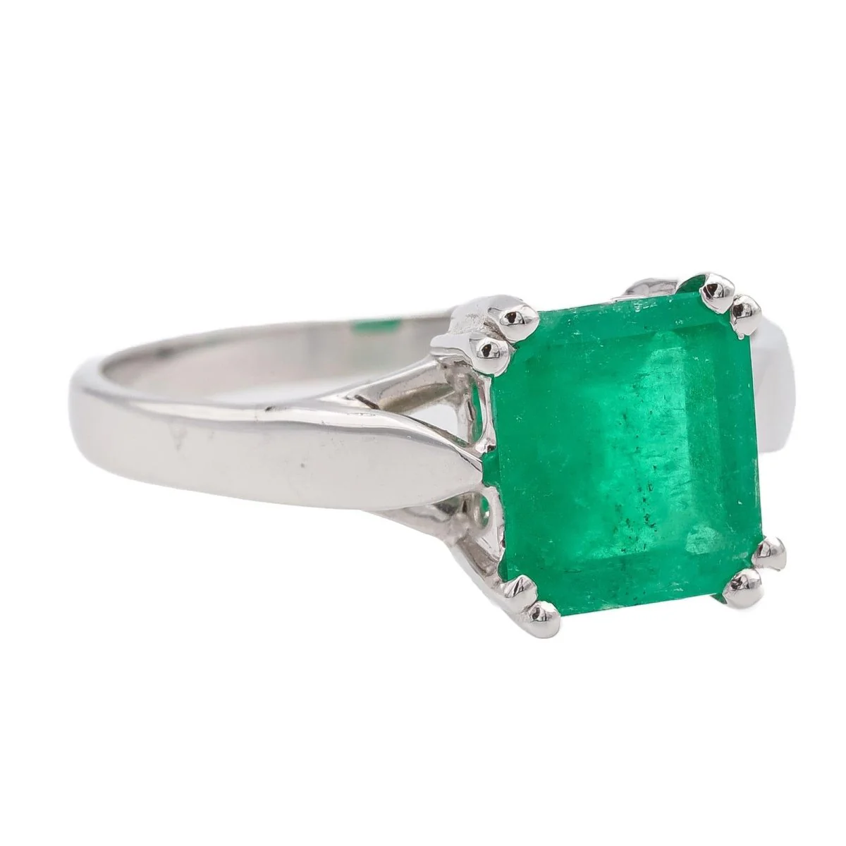 Bague Or blanc Emeraude - Image 7