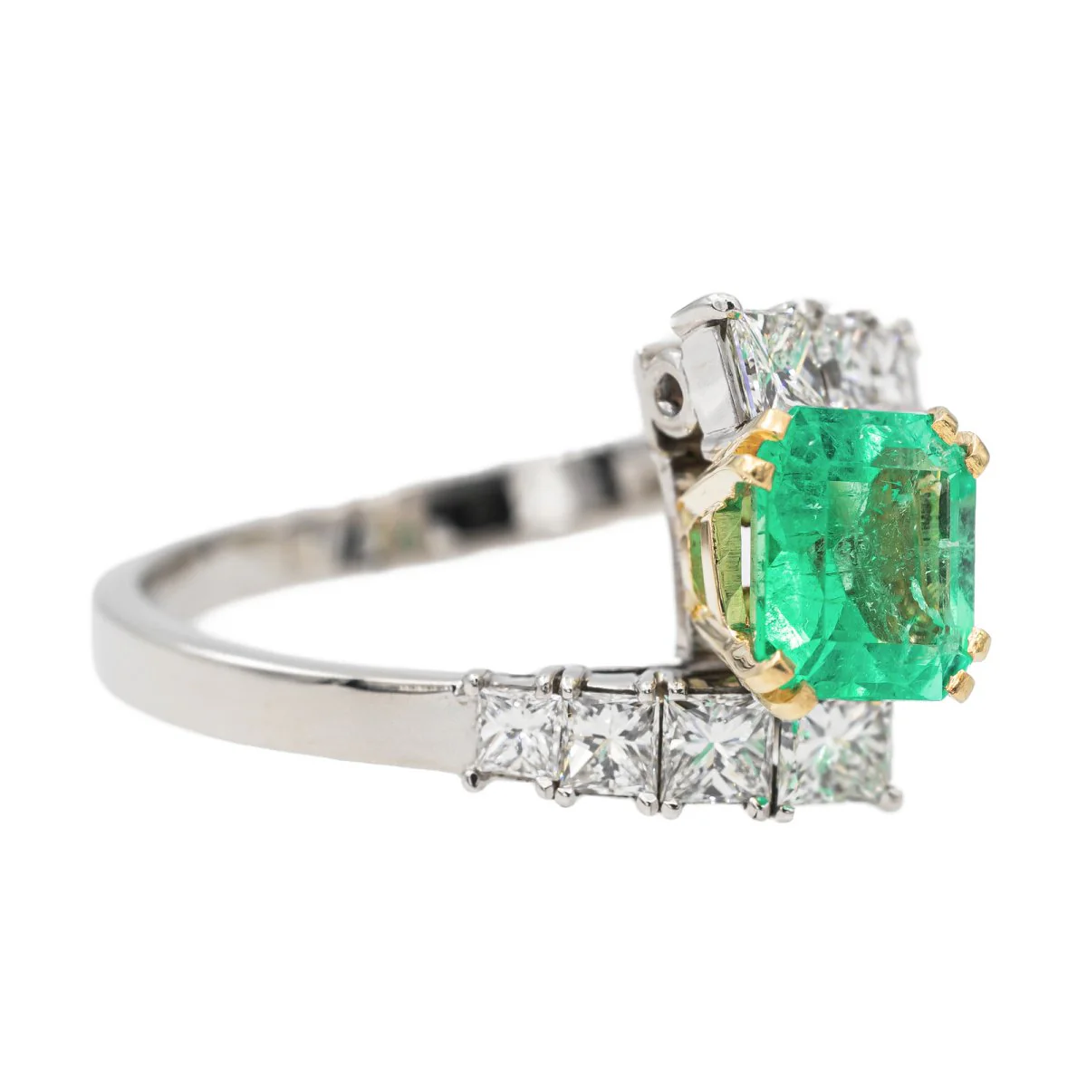 Bague en Or blanc et Emeraude - Image 7