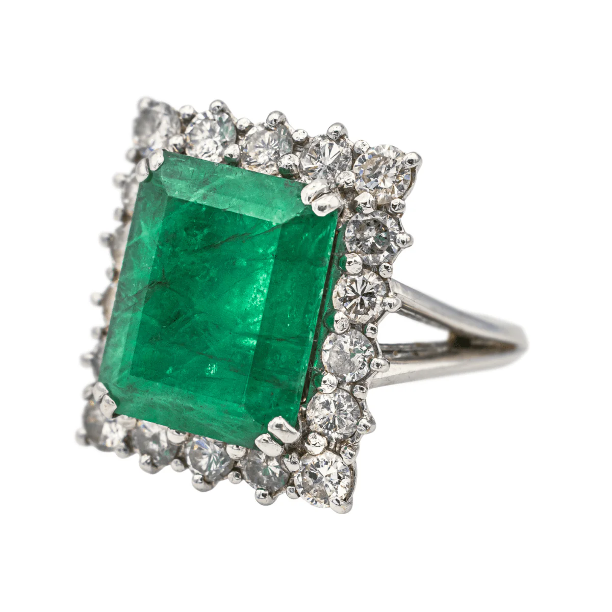 Bague en or blanc, émeraude et diamants - Image 3