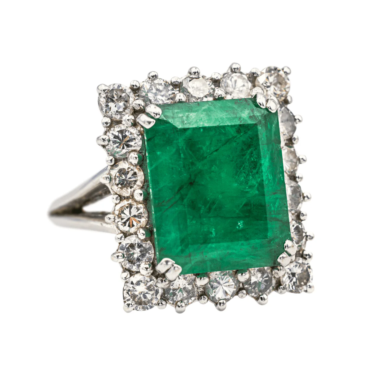 Bague en or blanc, émeraude et diamants - Image 5