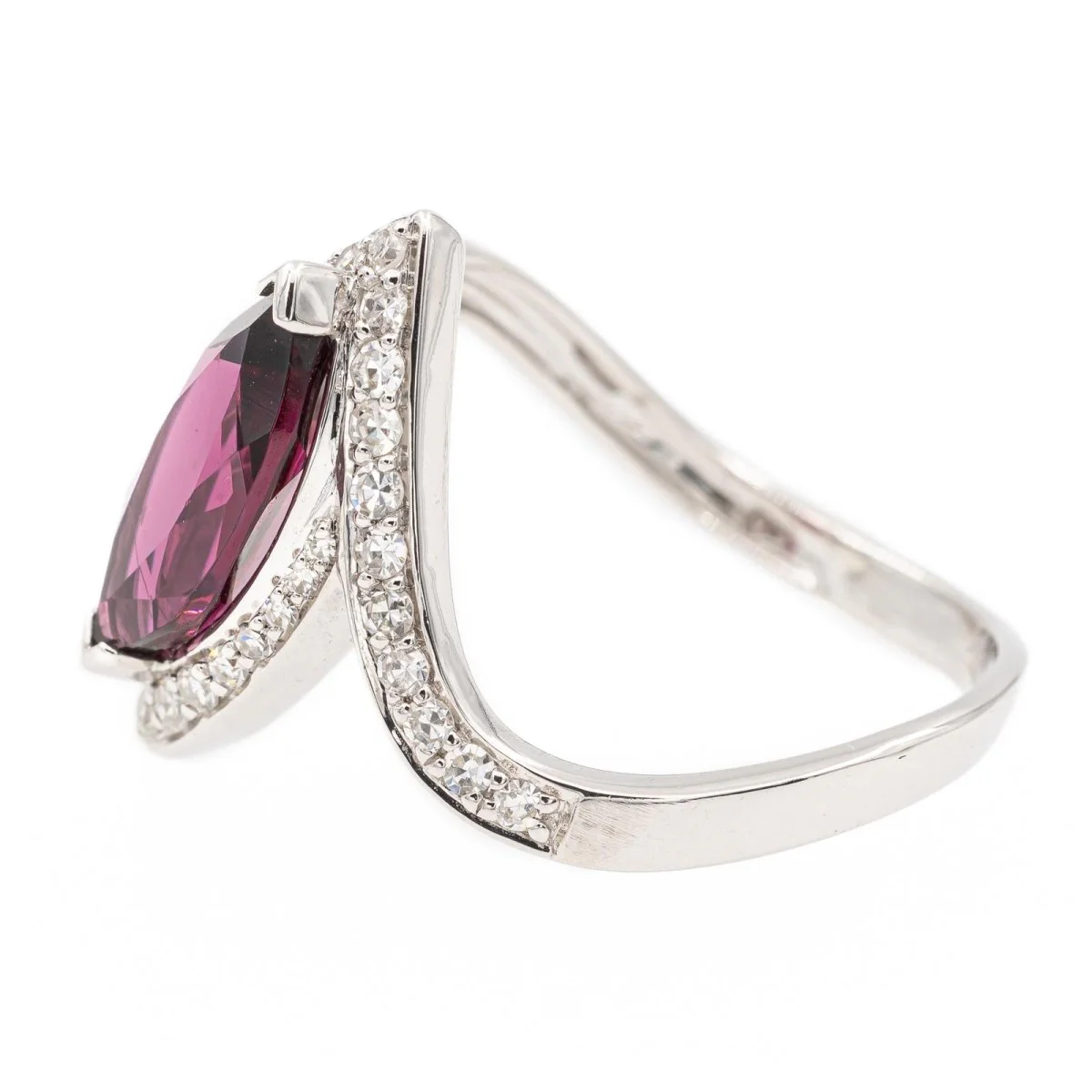 Bague Or blanc Grenat Almandin - Image 4
