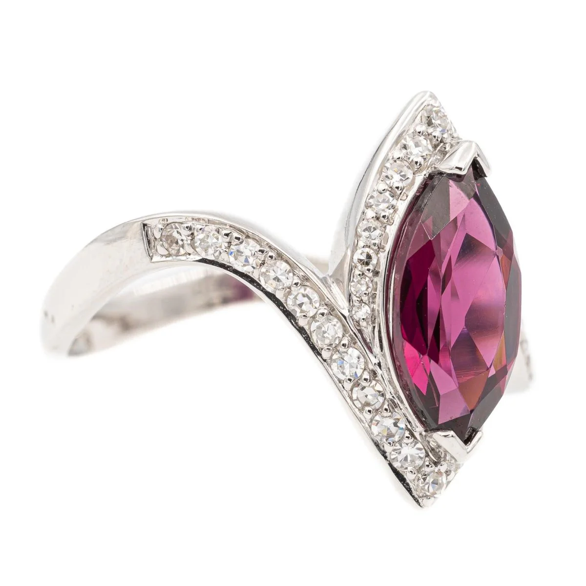 Bague Or blanc Grenat Almandin - Image 7