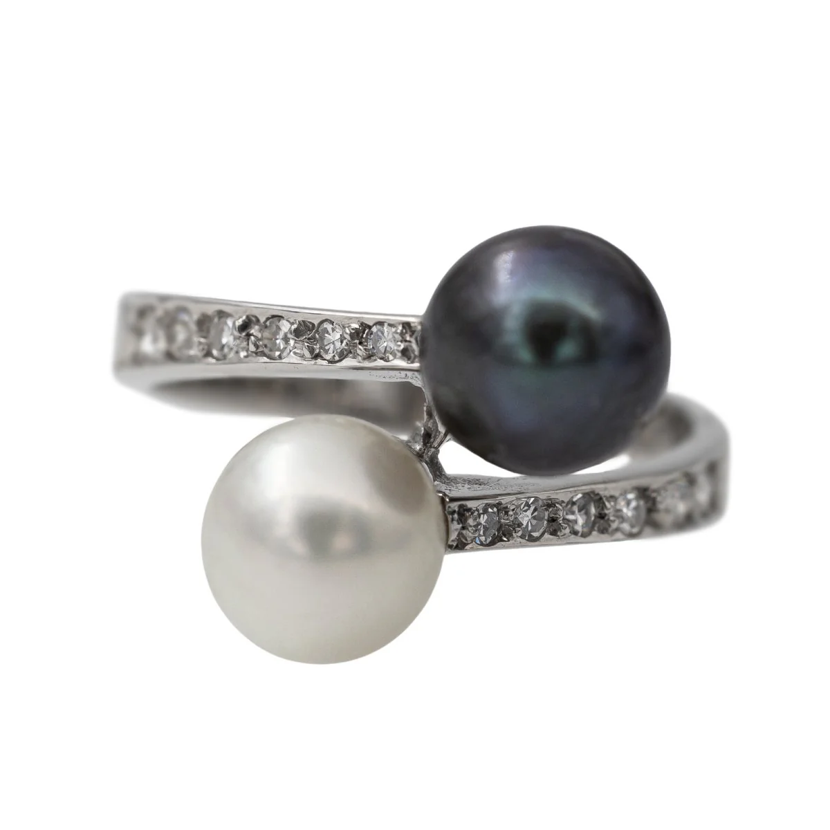 Bague or blanc et perles