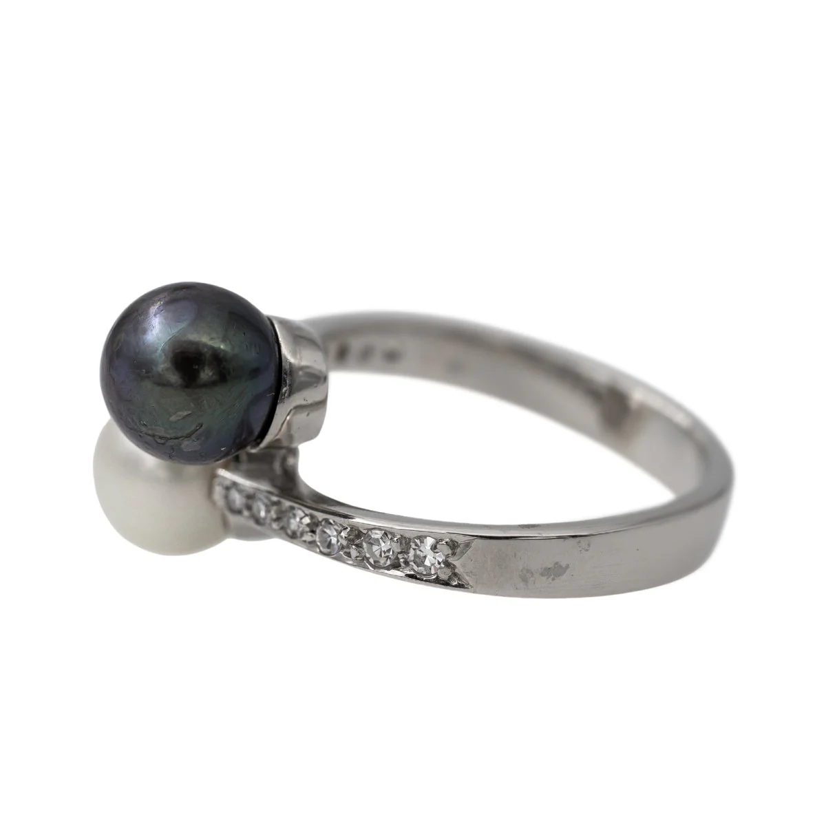 Bague or blanc et perles - Image 3