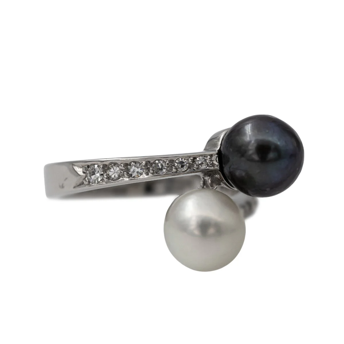 Bague or blanc et perles - Image 6