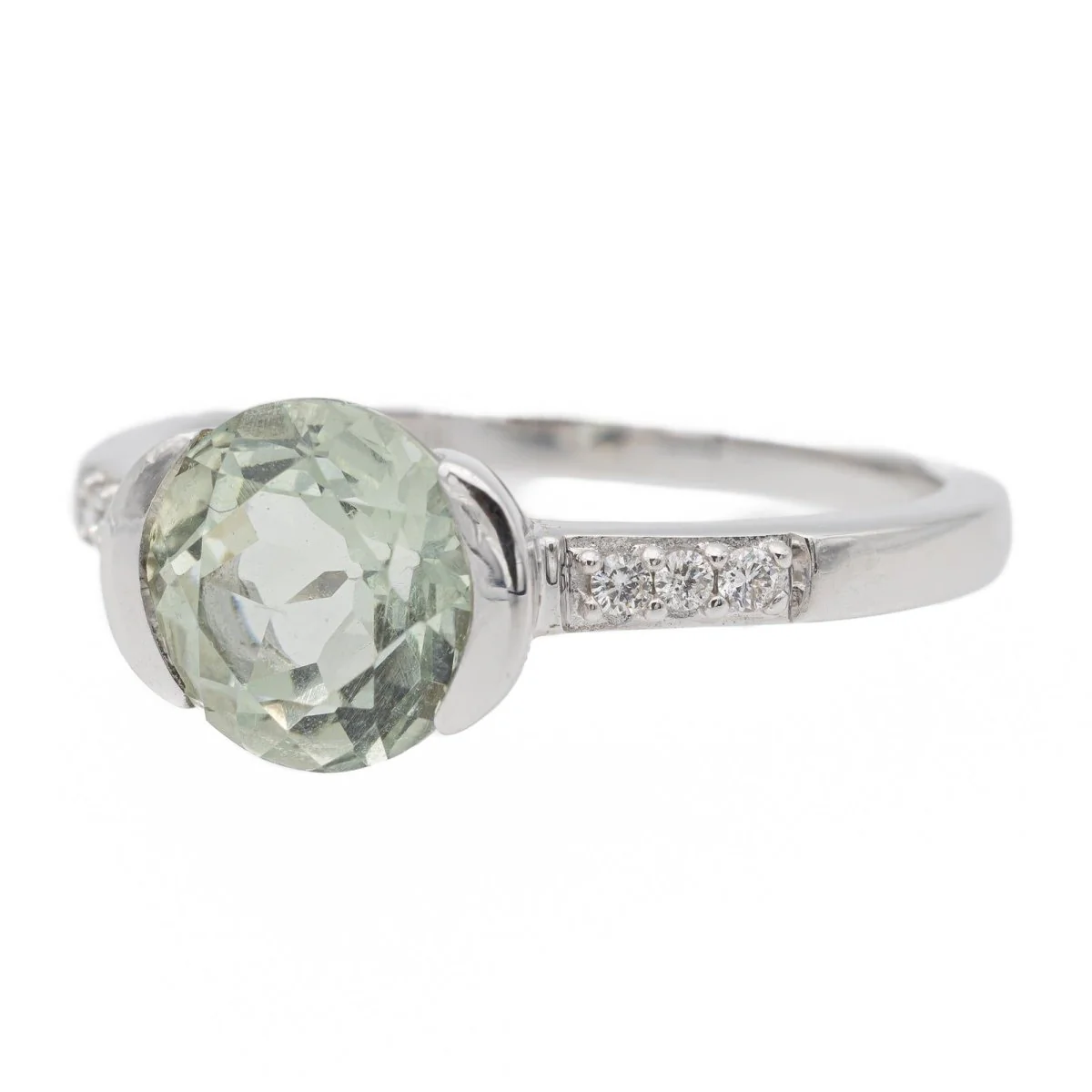 Bague Or blanc Prasiolite - Image 3