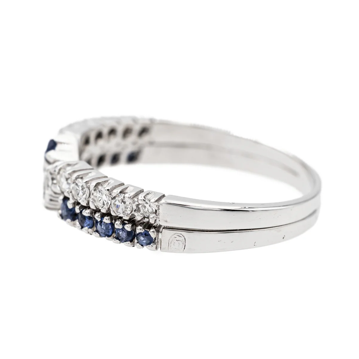 Bague Jonc en or blanc, saphir et diamants - Image 4