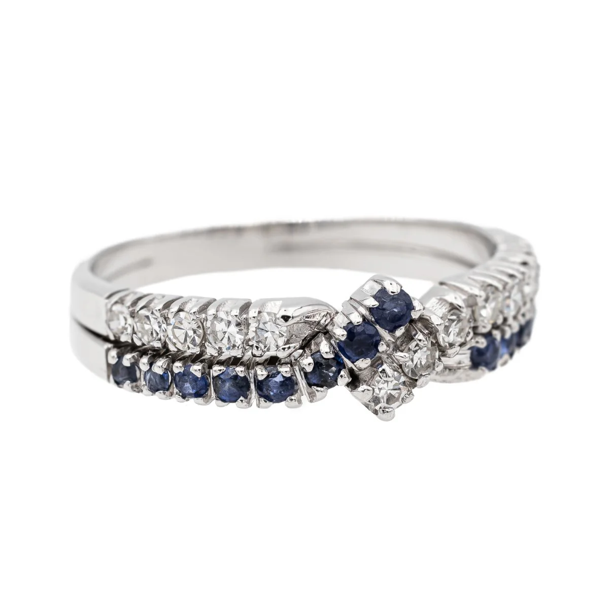 Bague Jonc en or blanc, saphir et diamants - Image 7