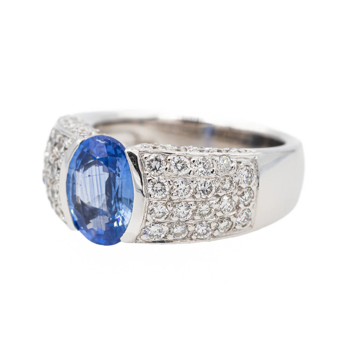 Bague Or blanc Saphir - Image 2