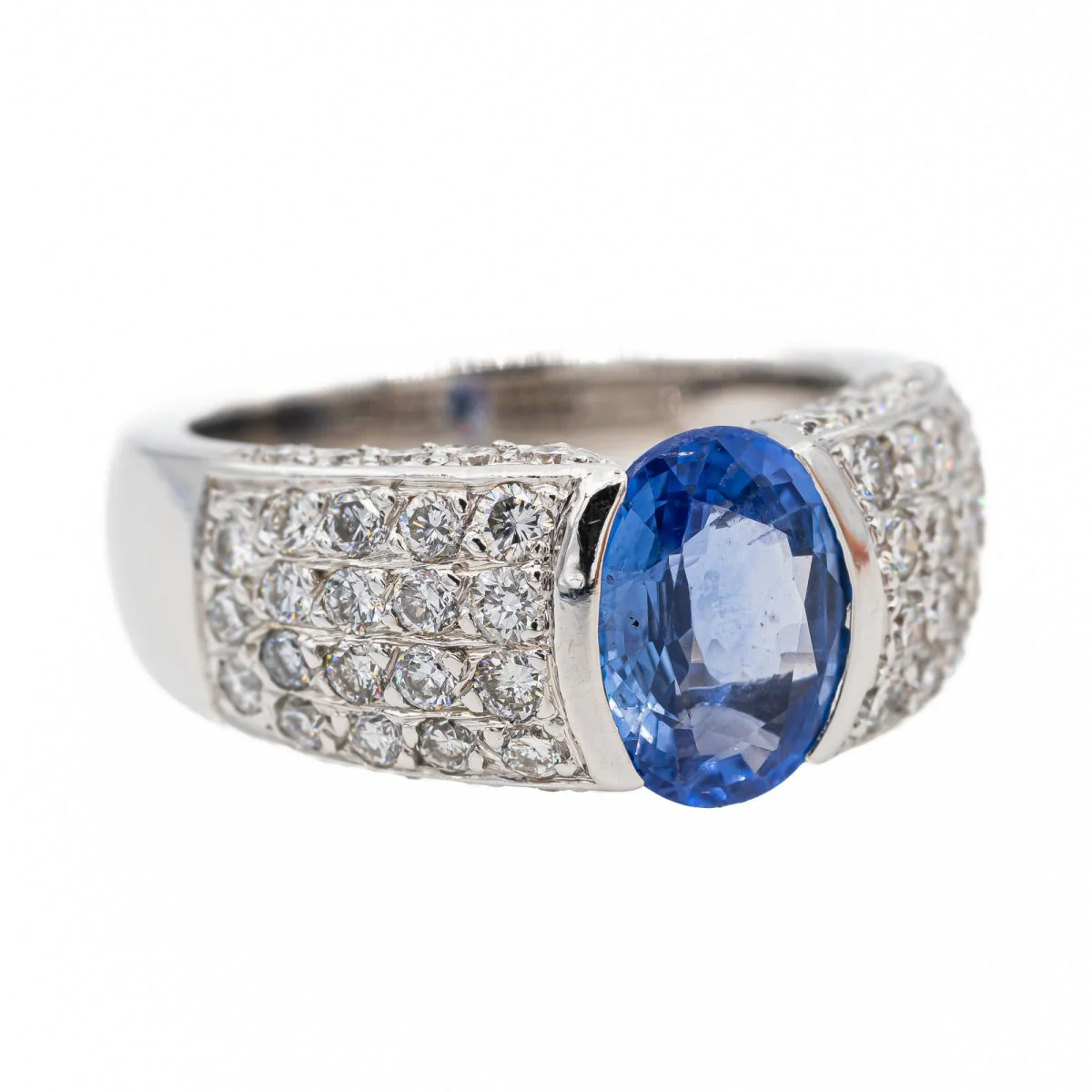 Bague Or blanc Saphir - Image 6
