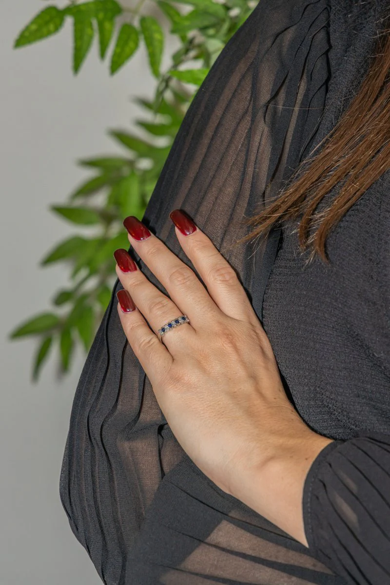 Bague Or blanc Saphir - Image 2
