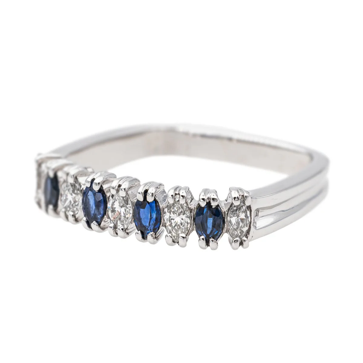 Bague Or blanc Saphir - Image 3