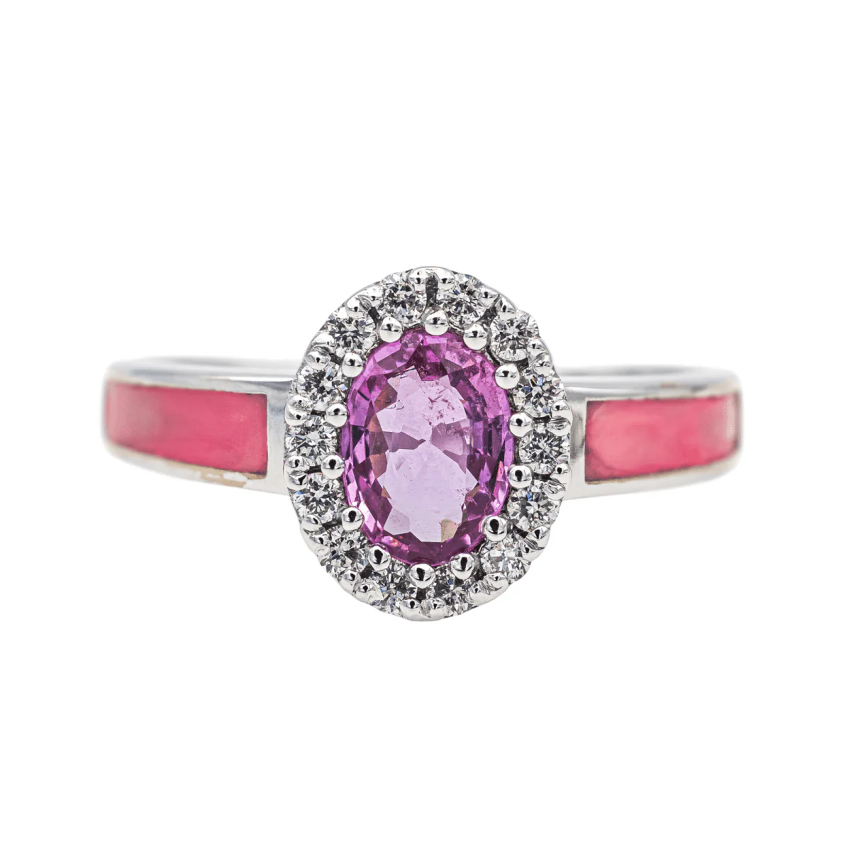 Bague Entourage en or blanc, laque, saphir et diamants