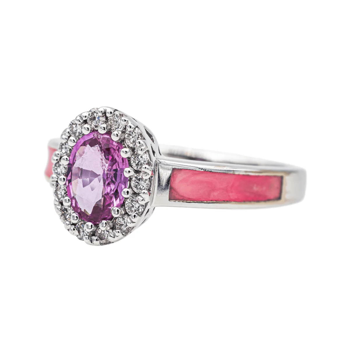Bague Entourage en or blanc, laque, saphir et diamants - Image 3