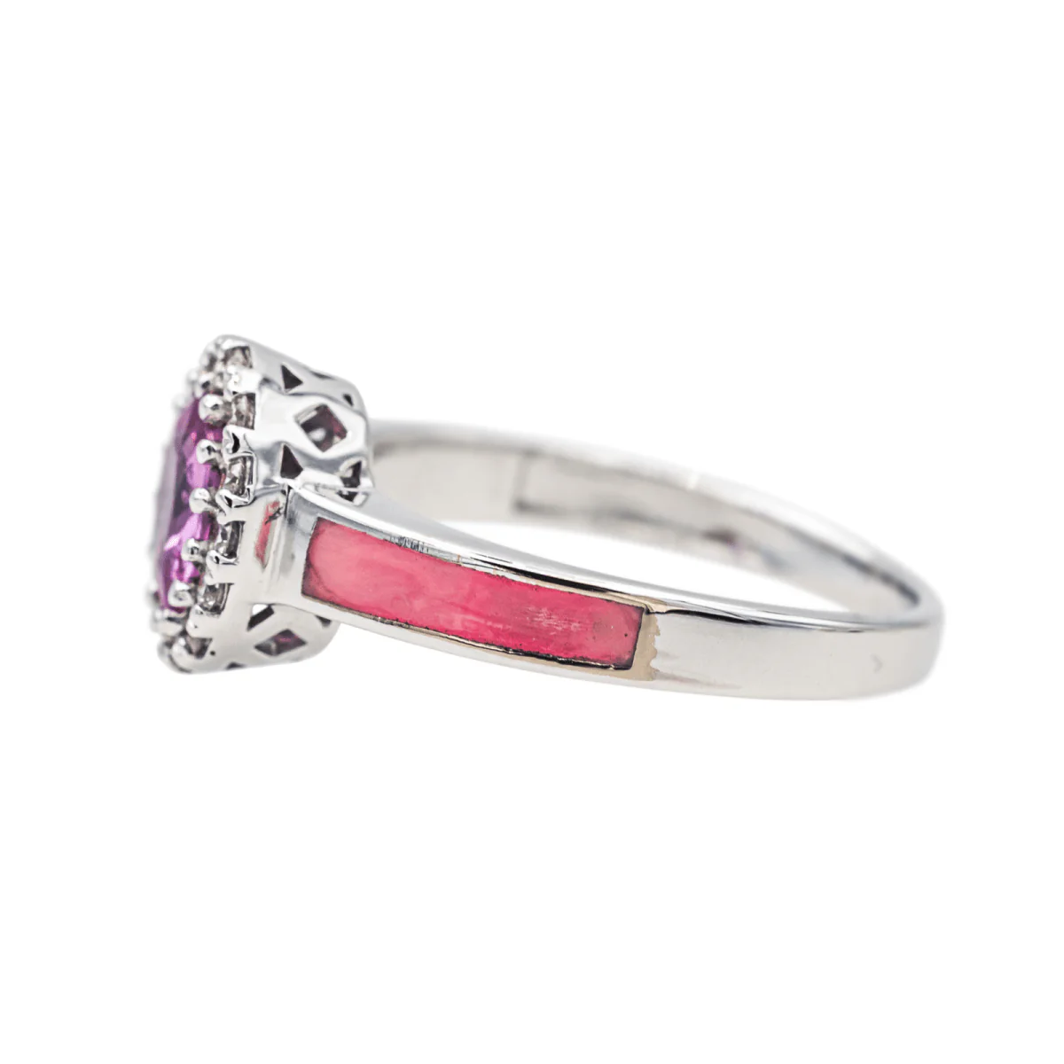 Bague Entourage en or blanc, laque, saphir et diamants - Image 4