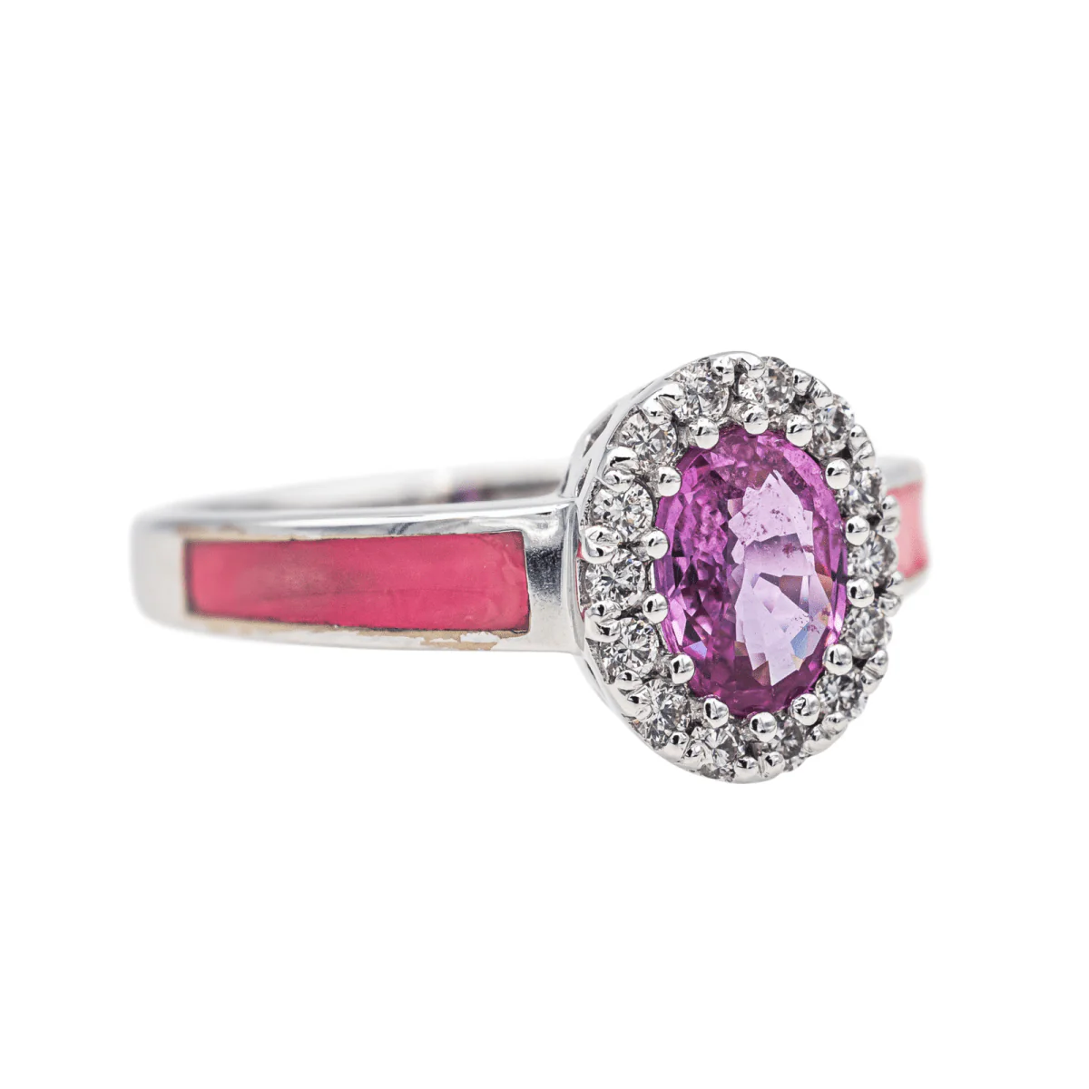 Bague Entourage en or blanc, laque, saphir et diamants - Image 6