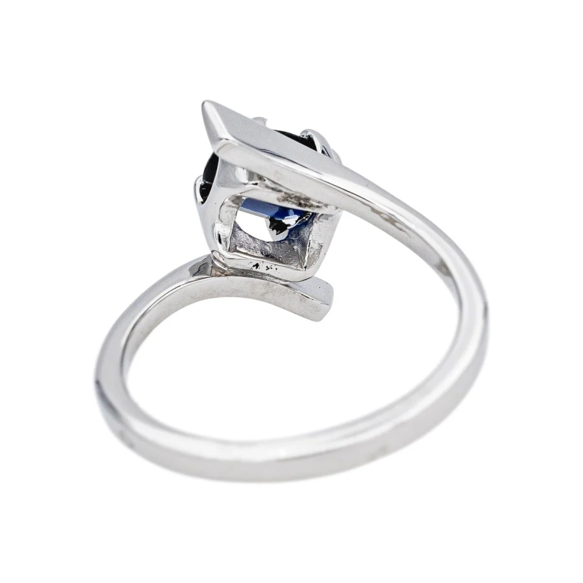 Bague Toi & Moi en or blanc et saphir - Image 5