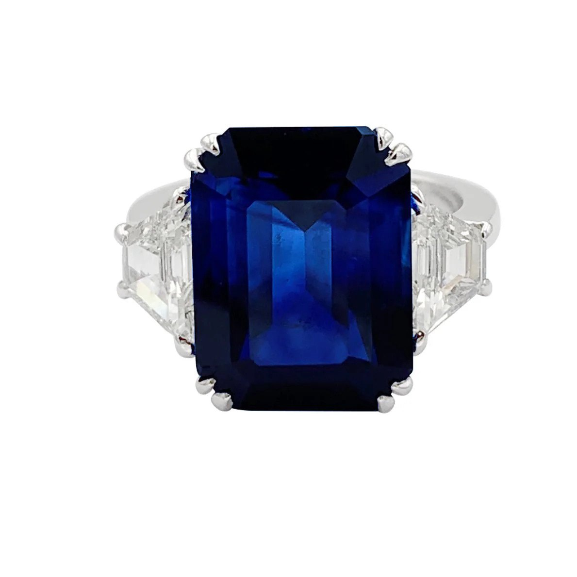Bague or blanc, saphir et diamants