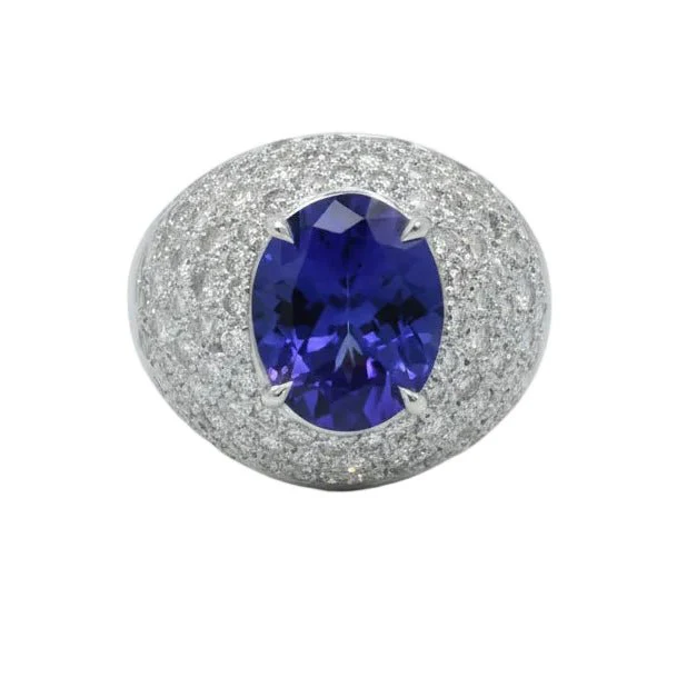Bague Dôme en or blanc, tanzanite et diamants