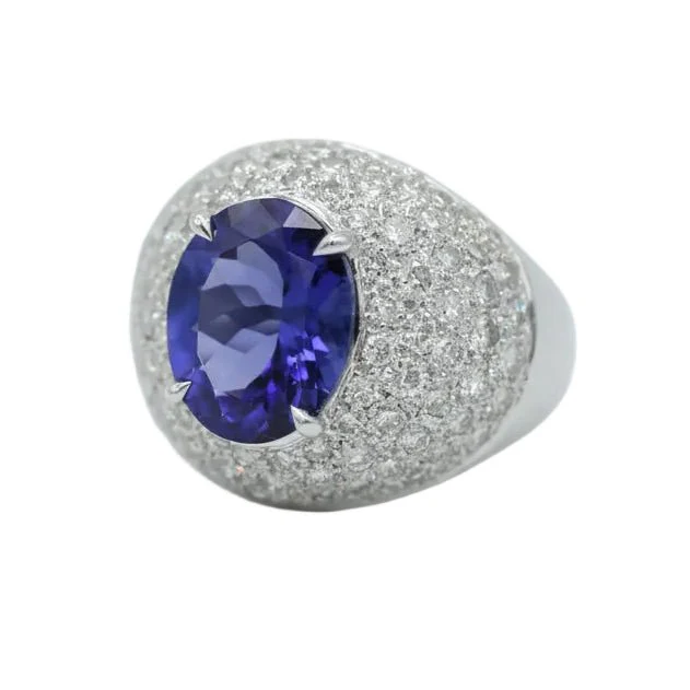 Bague Dôme en or blanc, tanzanite et diamants - Image 3