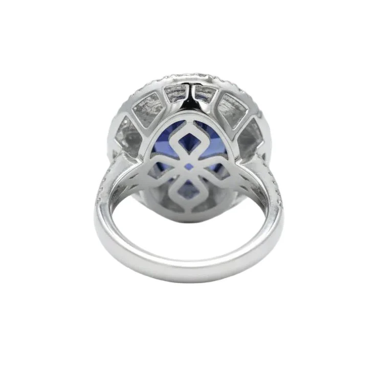 Bague Entourage en or blanc, tanzanite et diamants - Image 4