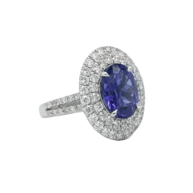 Bague Entourage en or blanc, tanzanite et diamants - Image 5