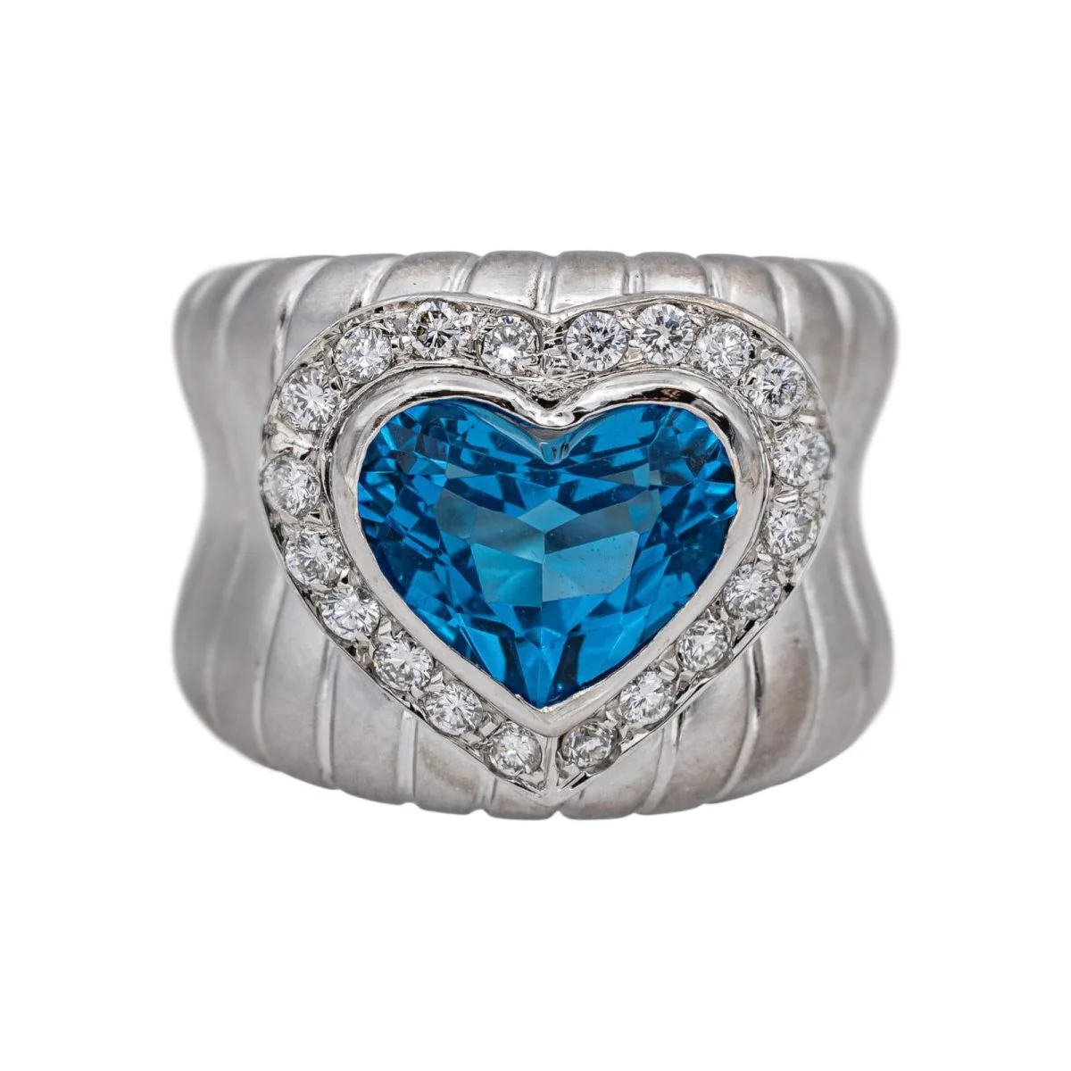 Bague Dôme en or blanc, topaze et diamants