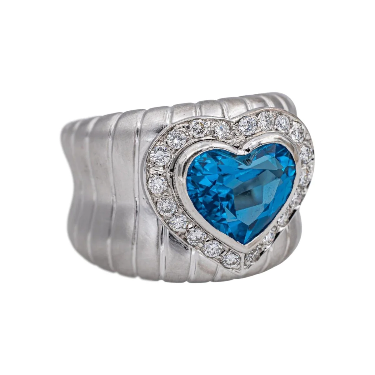 Bague Dôme en or blanc, topaze et diamants - Image 6