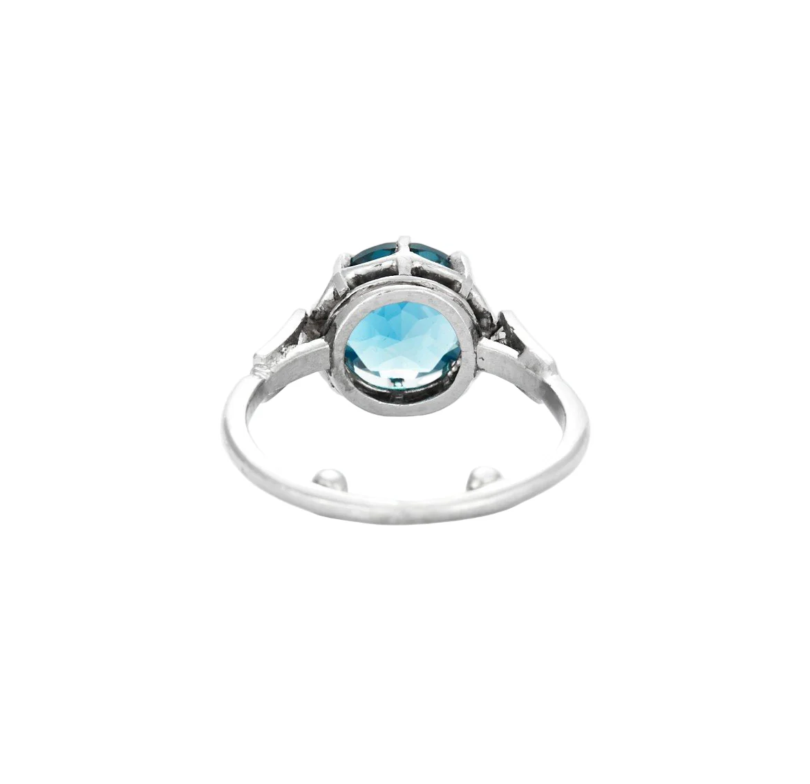 Bague Solitaire en or blanc, topaze et diamants - Image 3