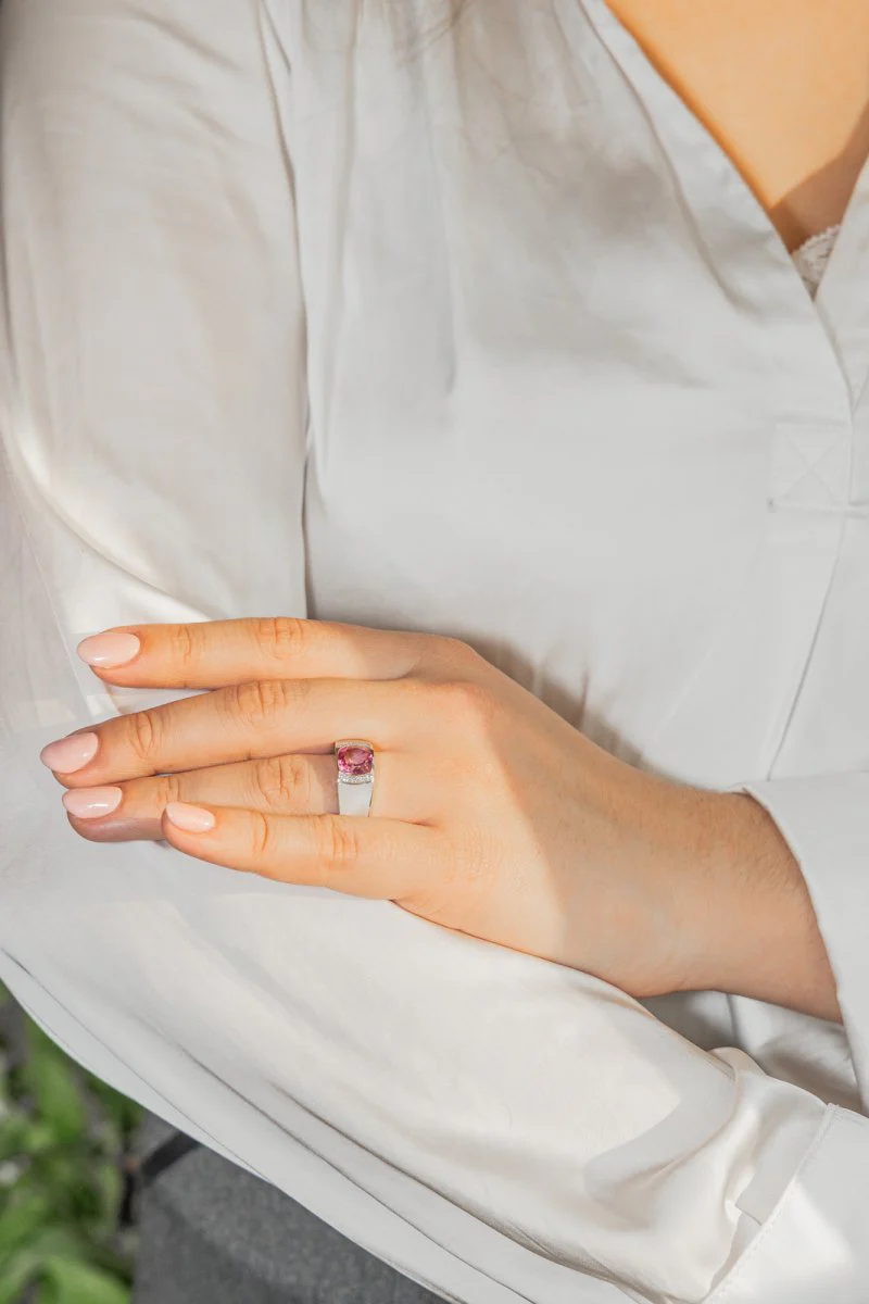 Bague Or blanc Tourmaline - Image 2