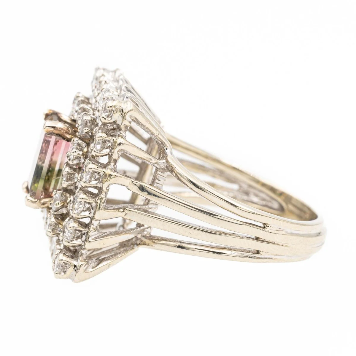 Bague Cocktail en or blanc, diamants et tourmaline - Image 3