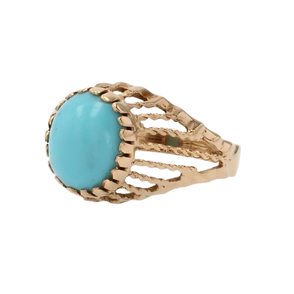 Bague Dôme en or rose et turquoise - Image 3
