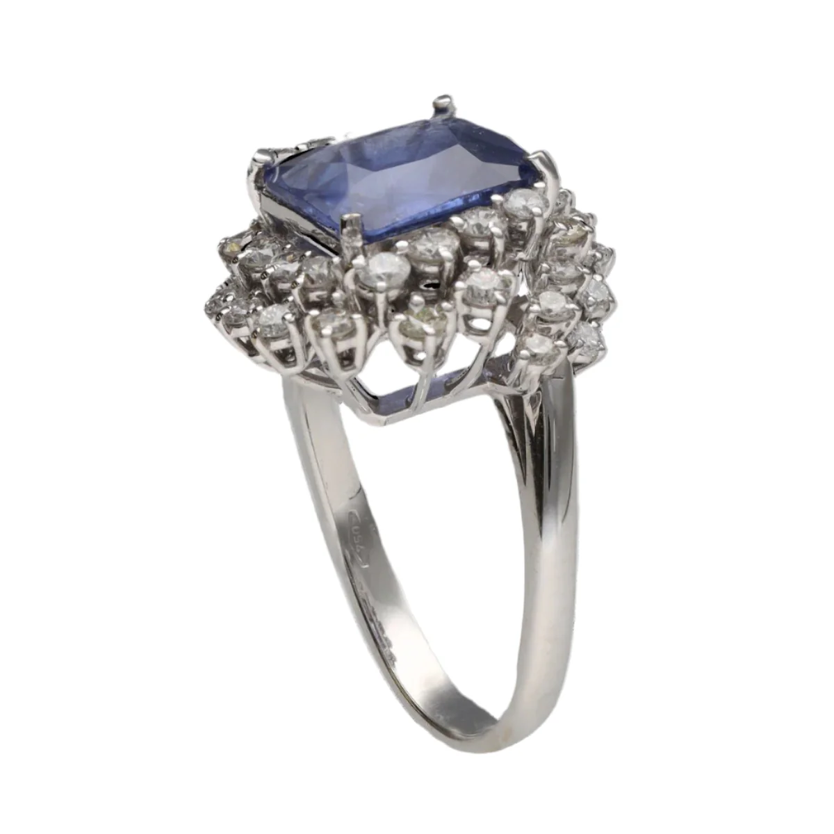Bague en or blanc, saphir et diamants - Image 3