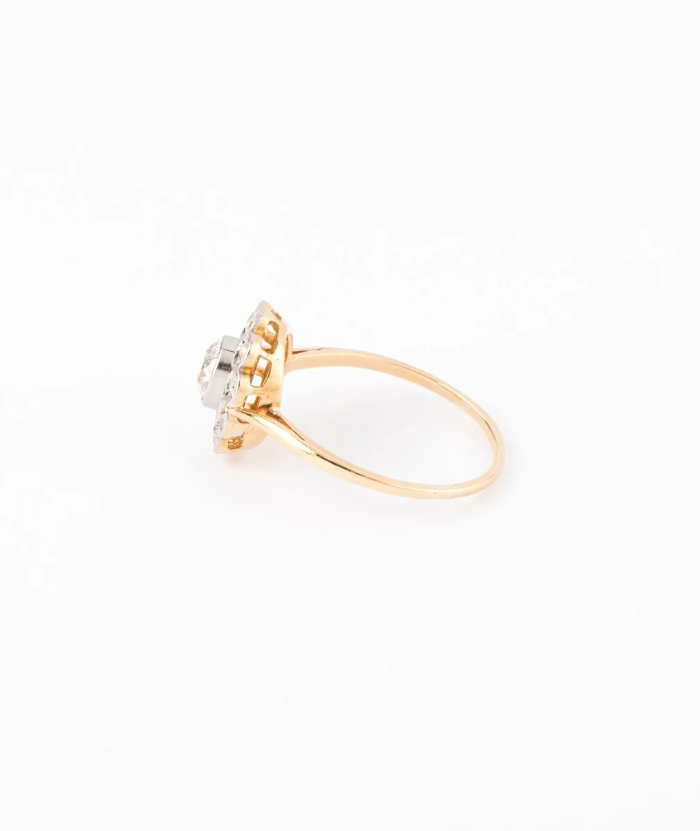 Bague marguerite ancienne en or et diamant - Image 3