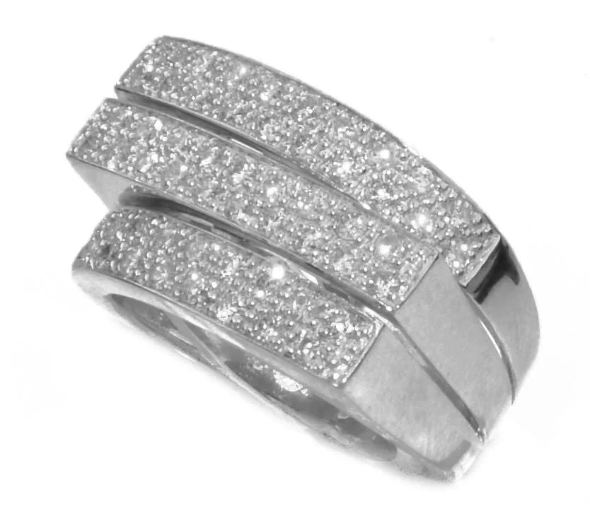 Bague or gris et diamant asymetrique - Image 3