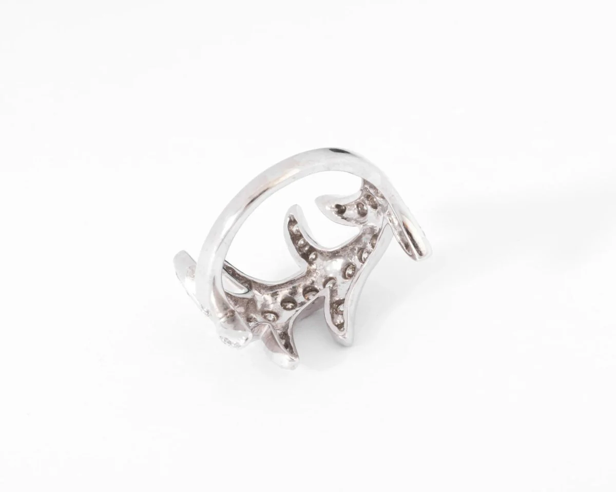 Bague or gris feuillages en diamant - Image 4