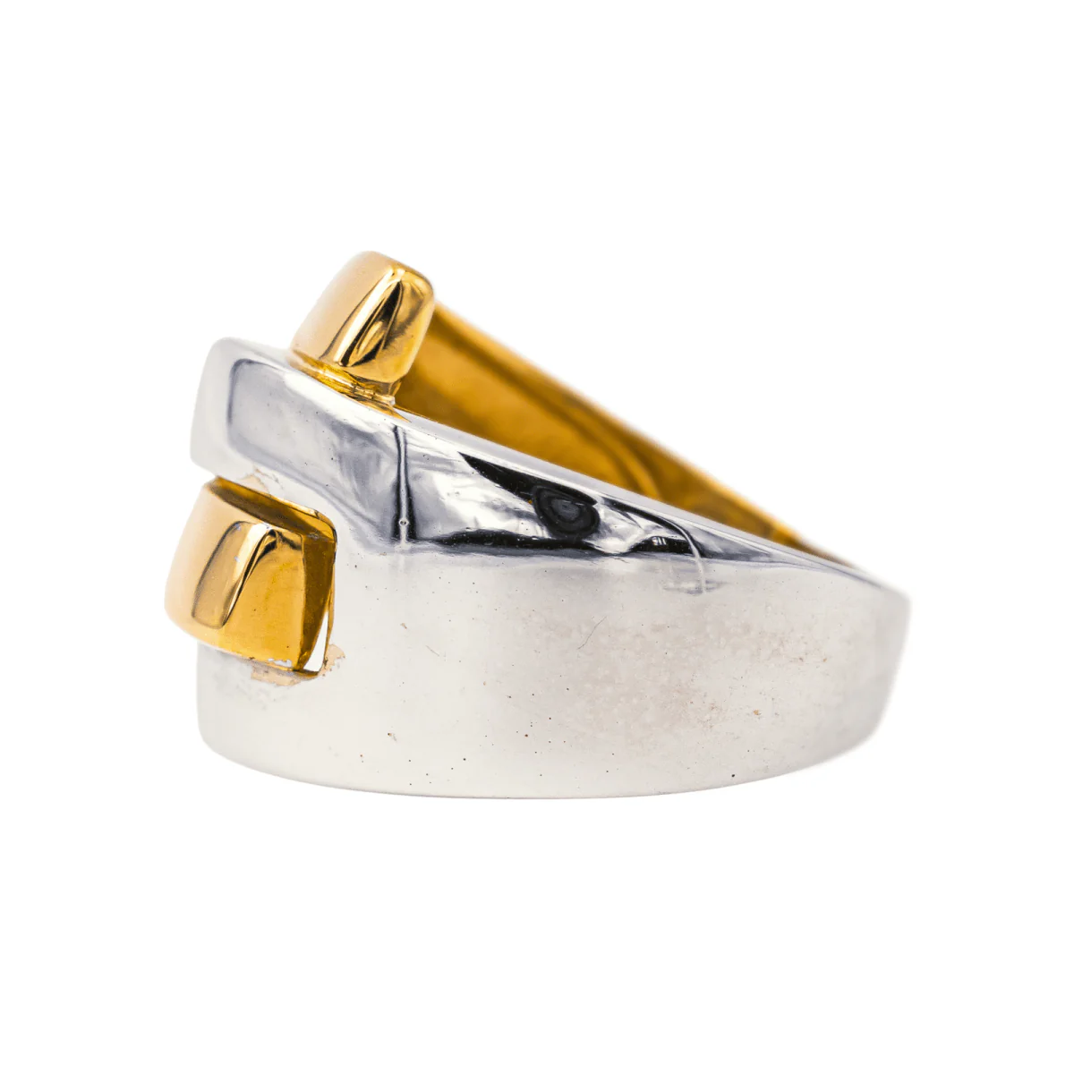 Bague Bandeau en or blanc et or jaune - Image 4