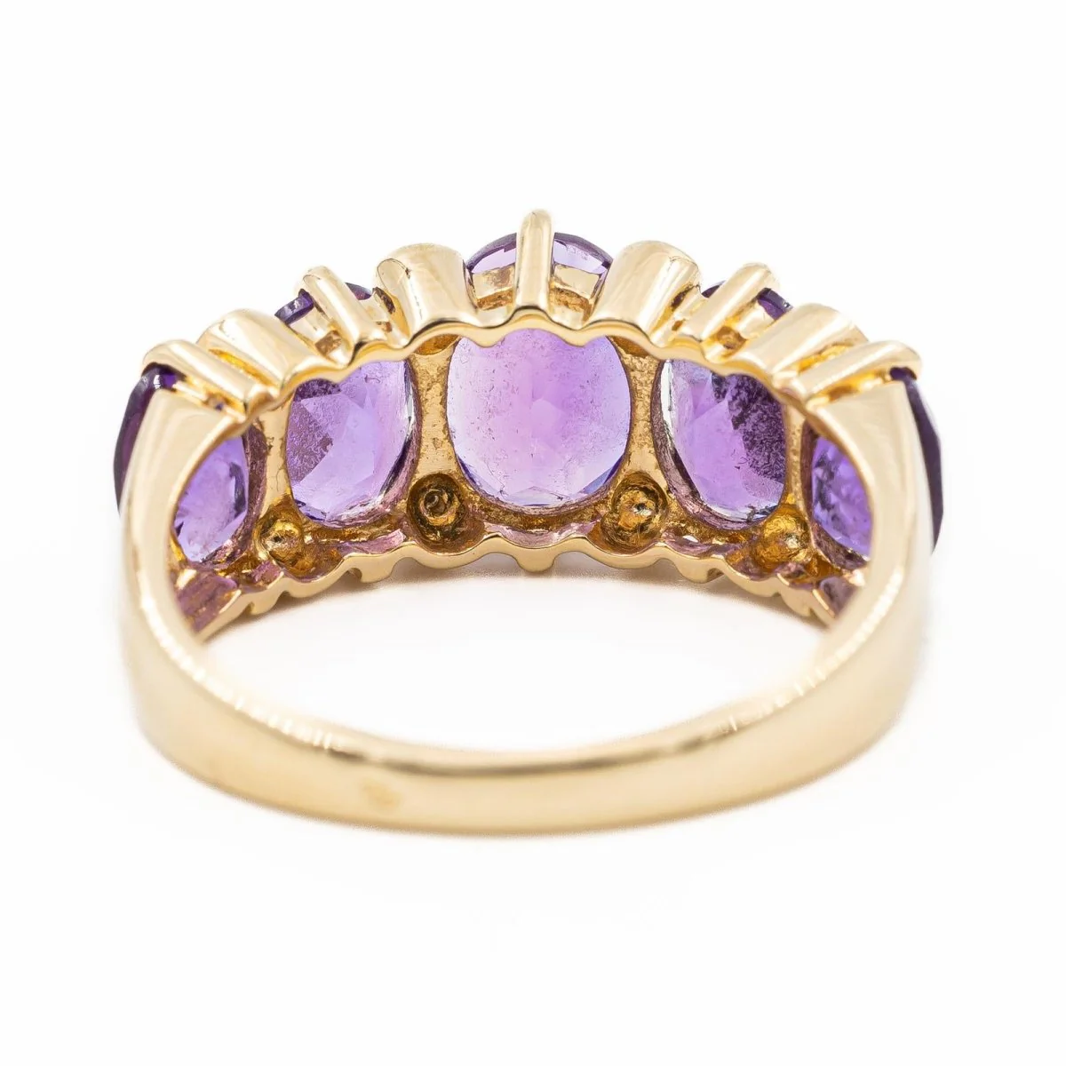 Bague Cocktail en or jaune, diamants et améthyste - Image 5