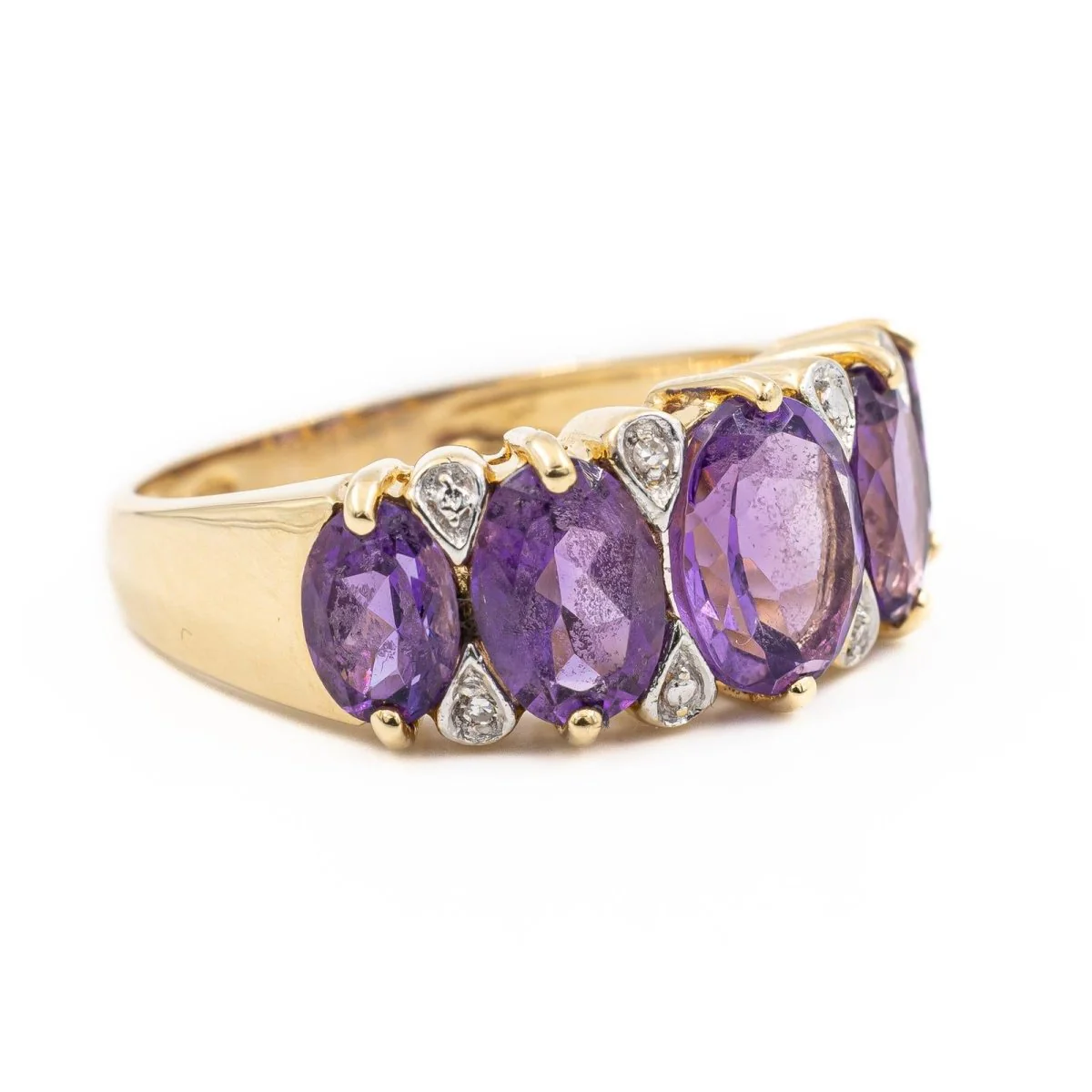 Bague Cocktail en or jaune, diamants et améthyste - Image 6